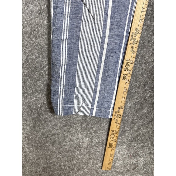 Sigrid Olsen Linen Cotton Striped Pull On Pants Womens Size XL Blue Rope Belt - Picture 7 of 8